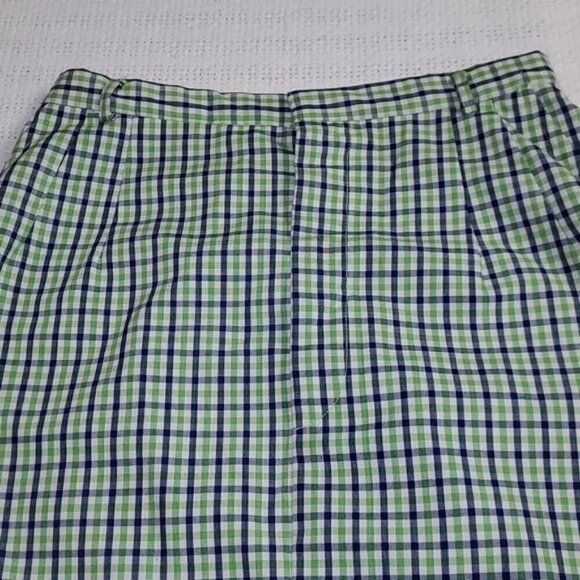 Vintage 1970's Handmade Zippered Sz. 25 Blue & Green Striped Midi Skirt - Picture 2 of 9